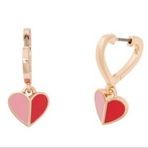 NWT kate spade Enamel Heart Huggie Earrings